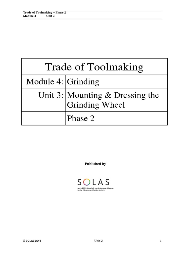 m4 U3 Mounting & Dressing The Grinding Wheel PDF Grinding