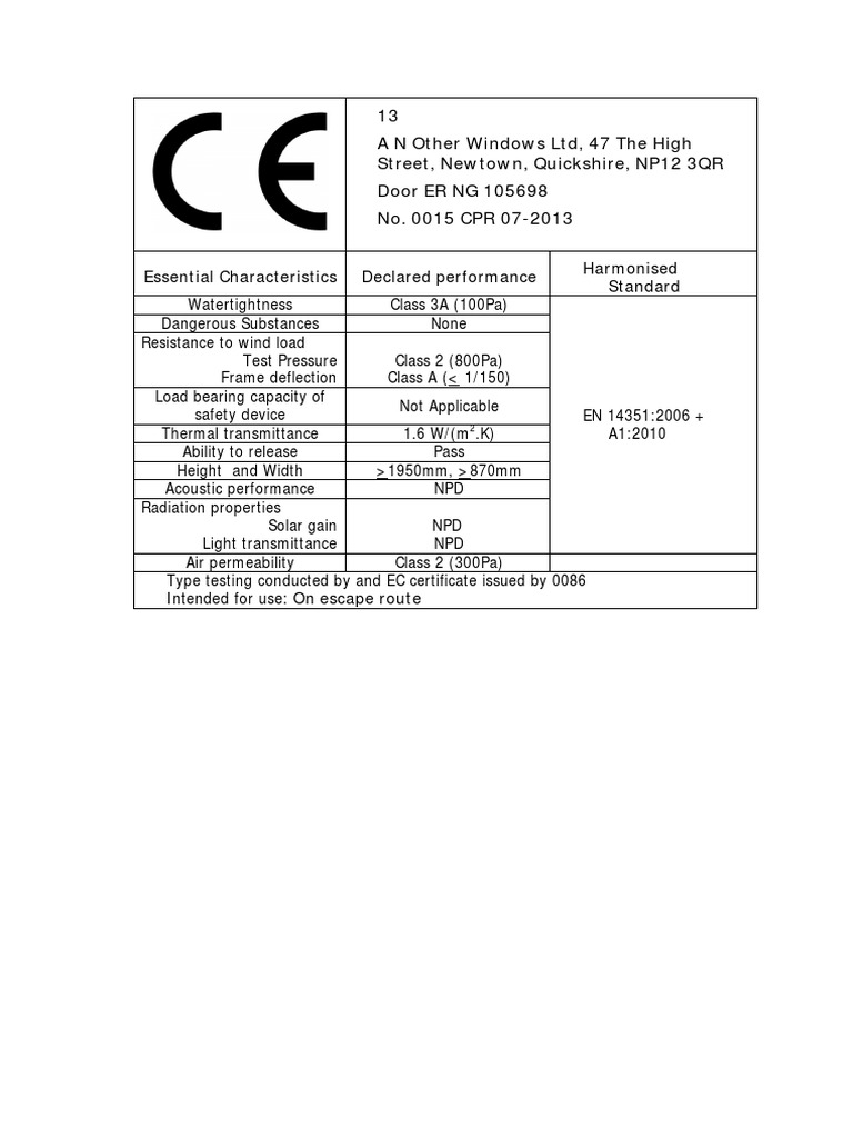 Example ce marking door pdf
