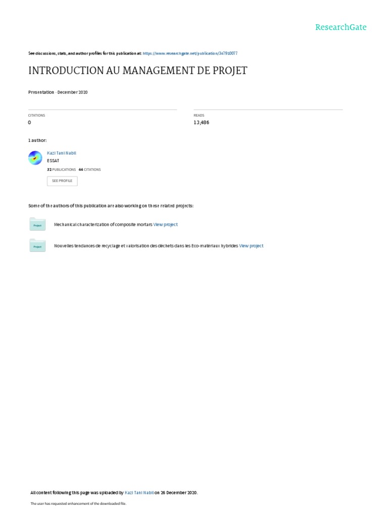 Introduction au Management de Projet | PDF | Gestion de projet ...
