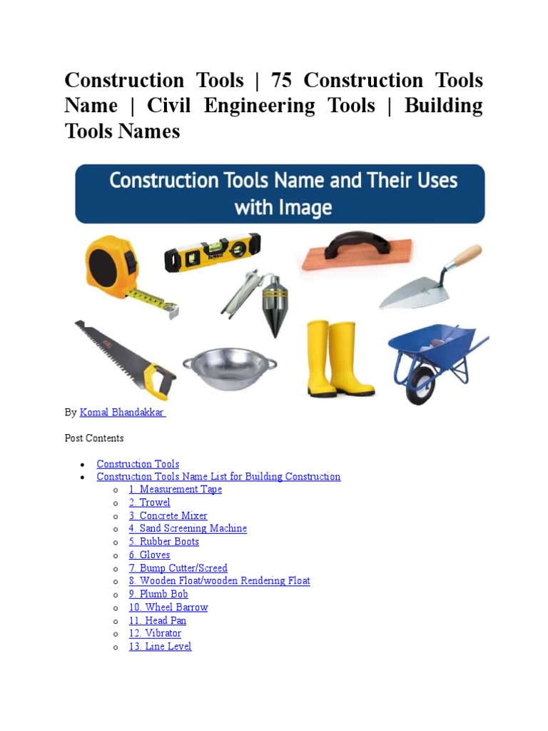 ALL Construction Tools PDF Concrete Drill