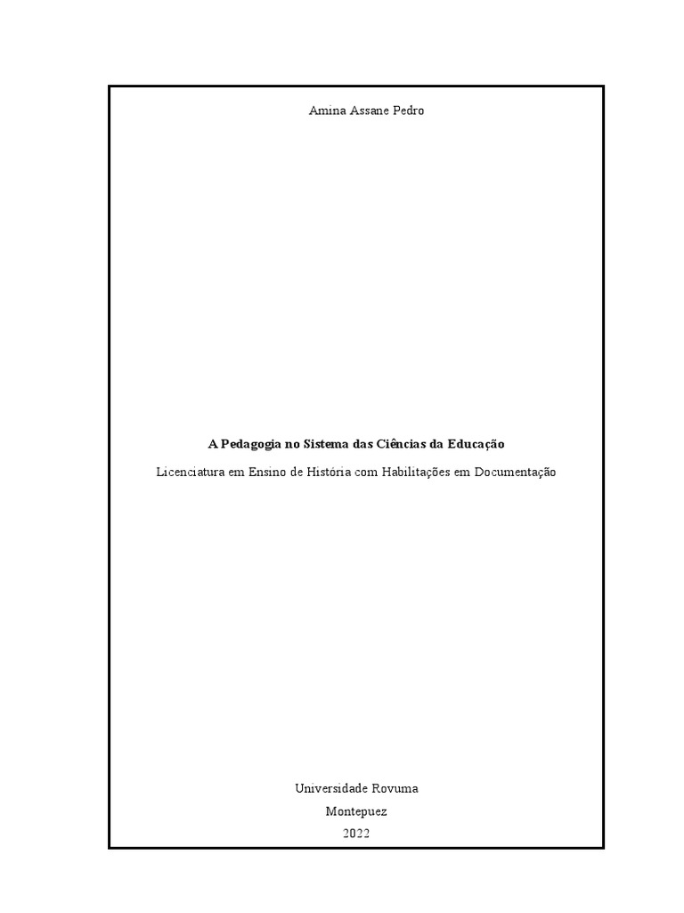 Pedagogia e Ciências da Educação | PDF | Science | Pedagogia