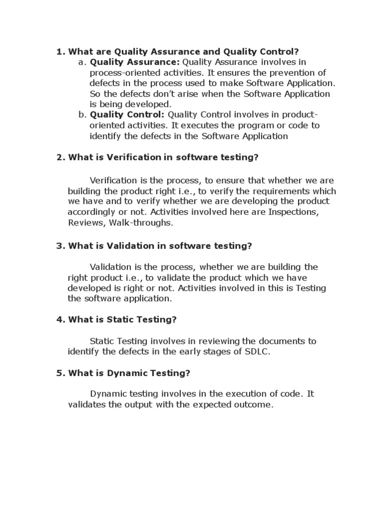 98 - Manual Interview Question Defenitions | PDF | Software Testing ...