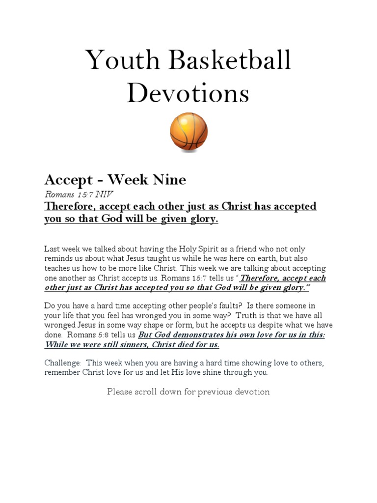 Youth Basketball Devotions PDF Jesus Baptism