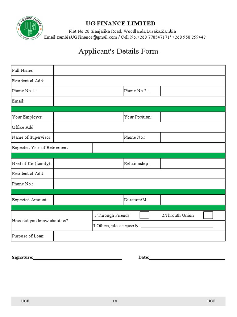 Ug Application Form | PDF