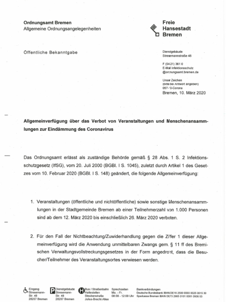 Allgemeinverfügung Versammlungsverbot 100320 Final | PDF