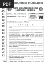 Corpo de bombeiros militar do estado de Rondônia (2008 - RO) - Nível Médio (Bombeiro Militar) [FUNCAB]