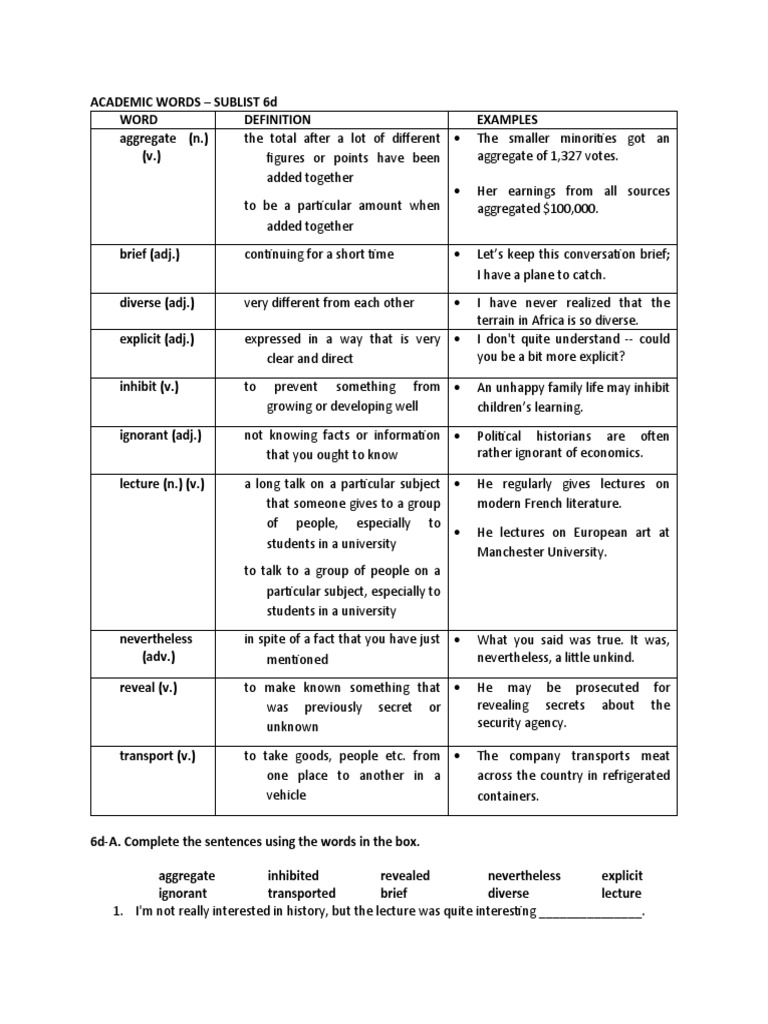 Academic words sublist 6 2 pdf