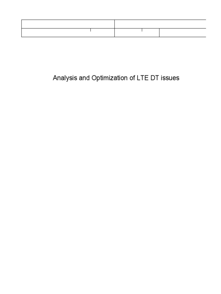 Optimization For LTE DT Issues | PDF