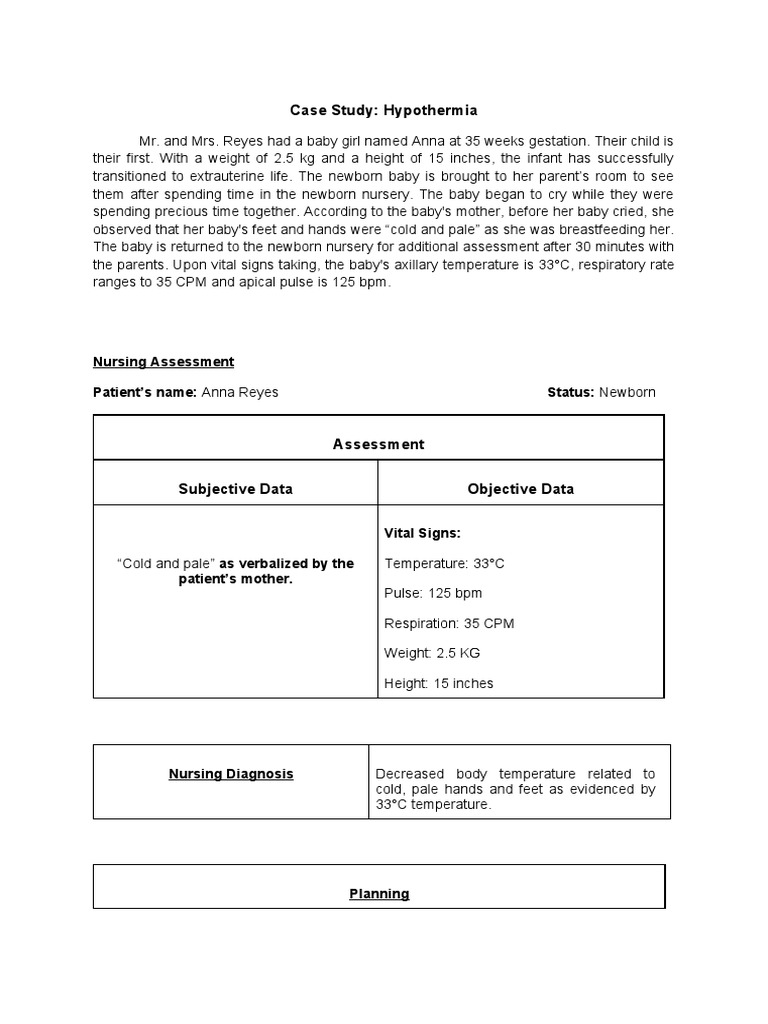 Group 4 Case Study Hypothermia Pdf