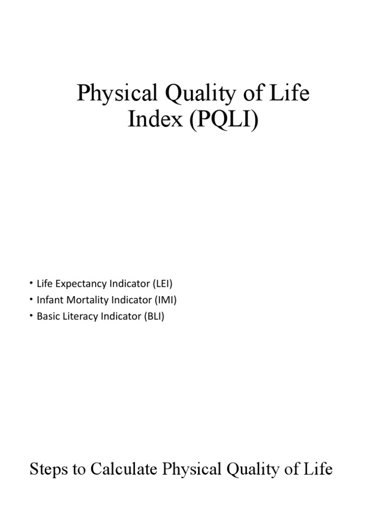 Physical Quality of Life Index (PQLI) PDF