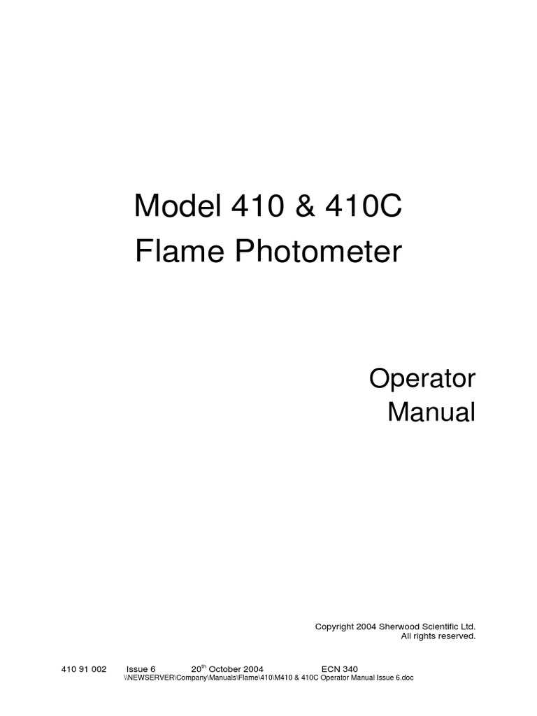 Model 410 & 410C Flame Photometer Operator Manual PDF Ac Power
