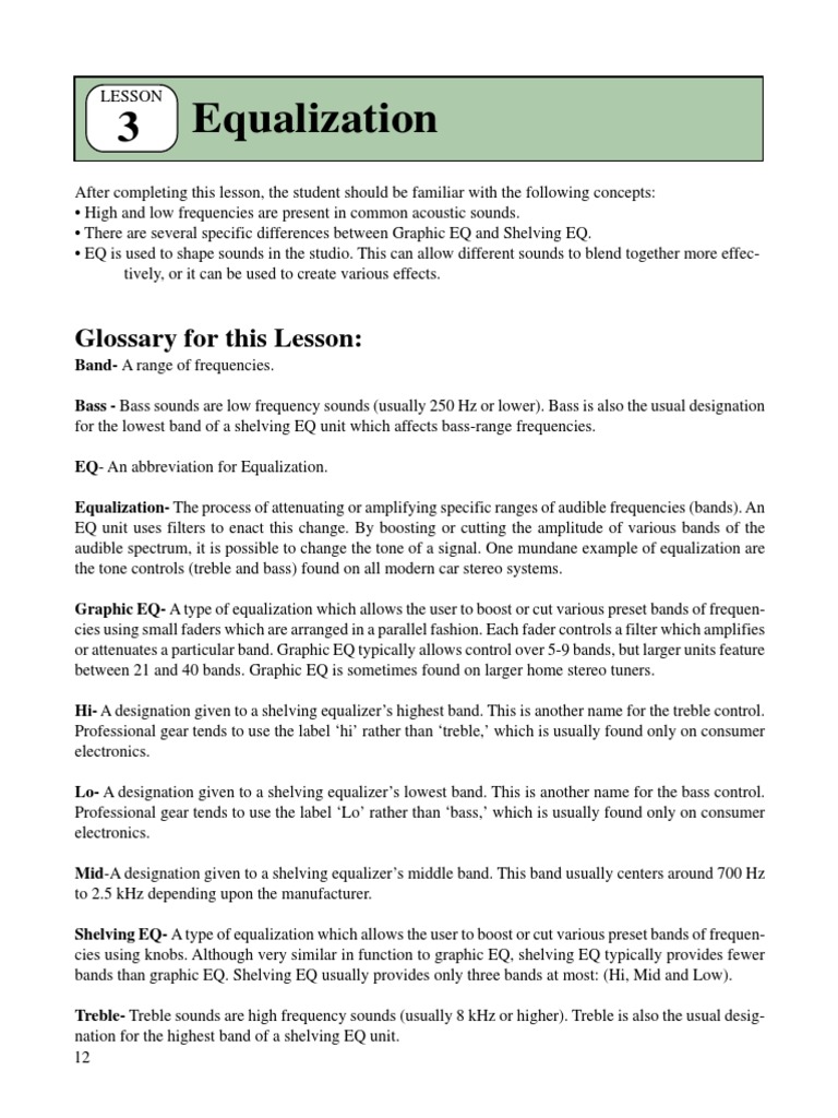 03 Eq Pdf Equalization Audio Audio Engineering