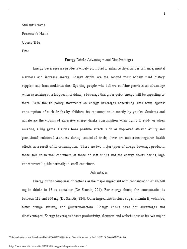 Energy Drinks Pros and Cons Download Free PDF Caffeine Drink