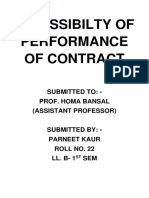 IMPOSSIBILTY OF PERFORMANCE OF CONTRACT