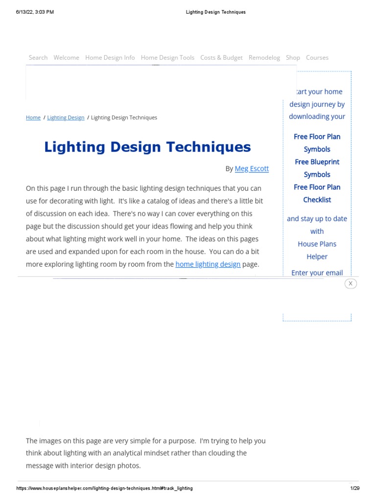 Lighting Design Techniques PDF Lighting Shadow