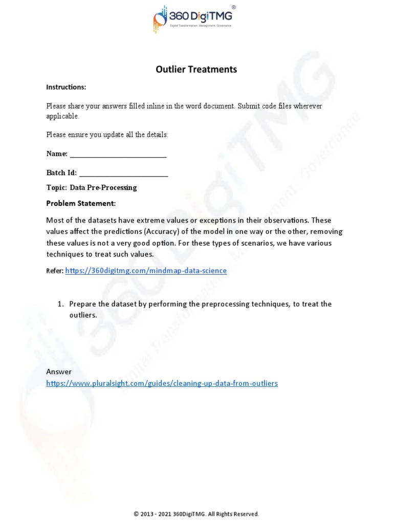 Outlier Treatment Techniques in Data Pre-Processing | PDF