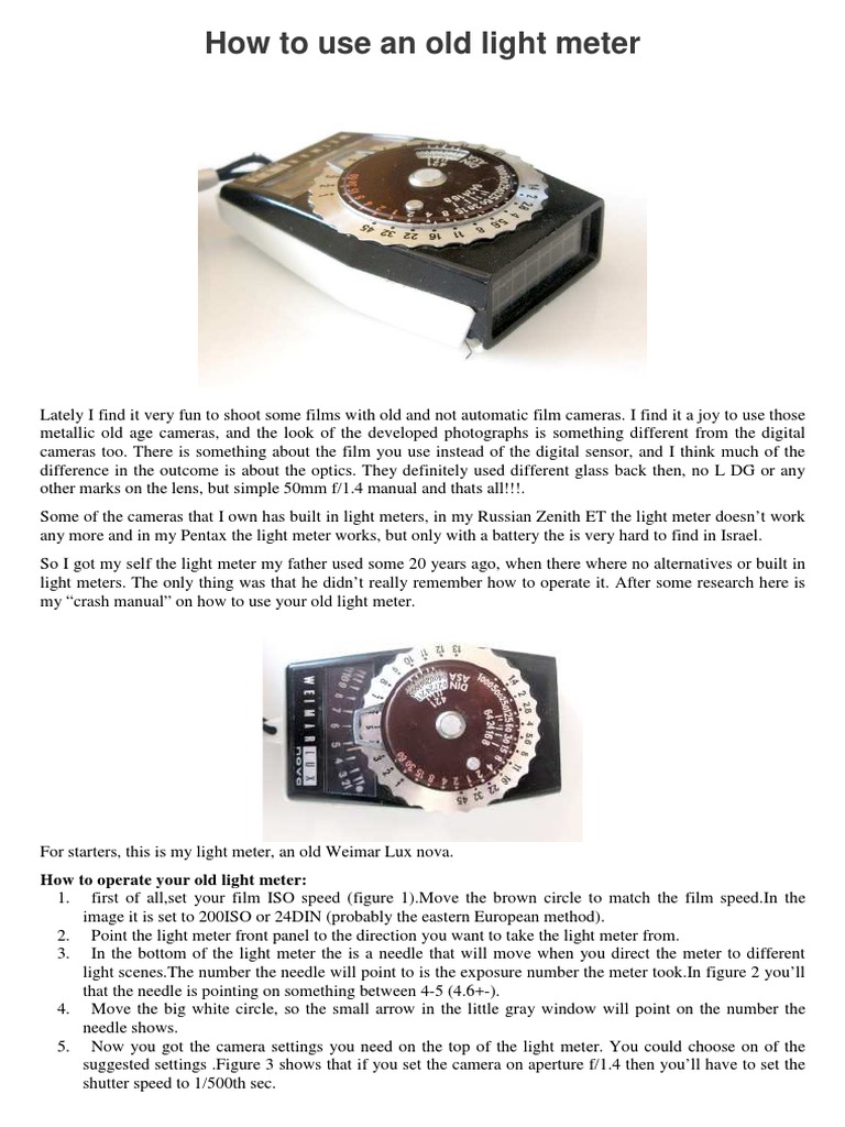 How to use an old light meter PDF