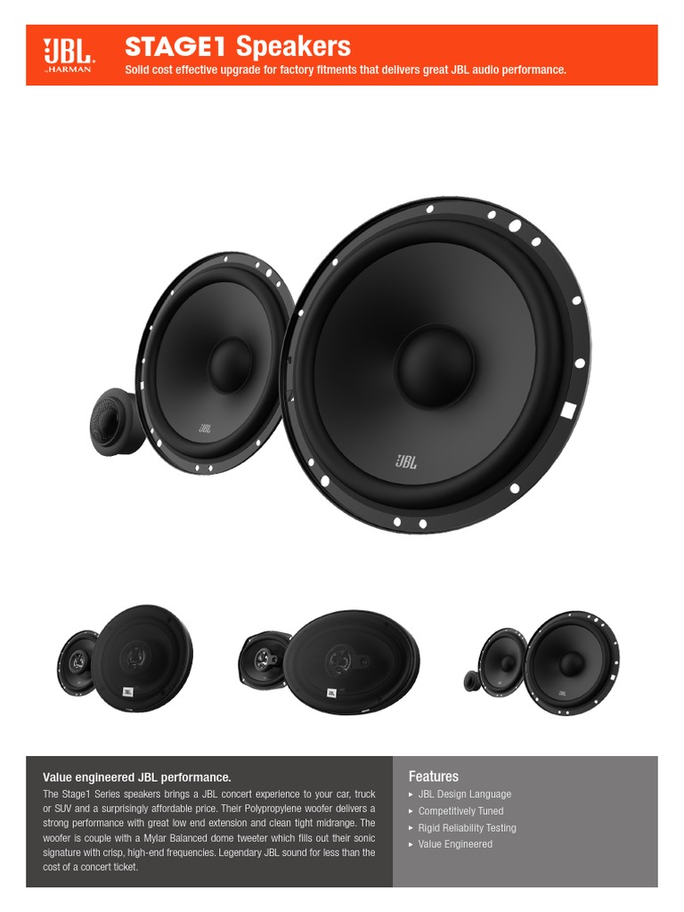 Harman Kardon67045418JBL Stage1 Speakers Spec Sheet English PDF