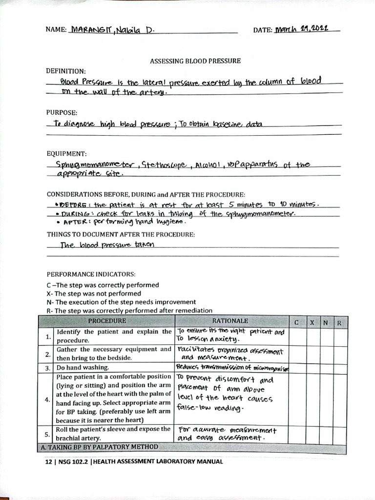 Skill 4. Assessing Blood Pressure PDF
