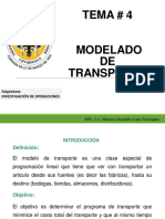 Modelo de transporte minimiza costos entre centros producción y distribución