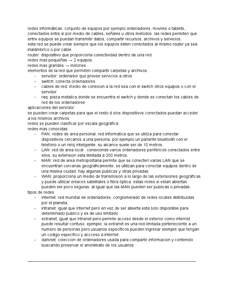 Tipos y Funciones de Redes Informáticas | PDF | Red de computadoras ...