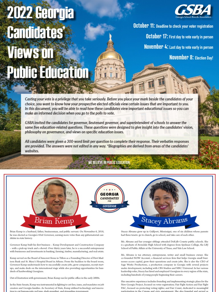 2022 Georgia School Boards Election Guide | PDF | Teachers | Georgia (U ...