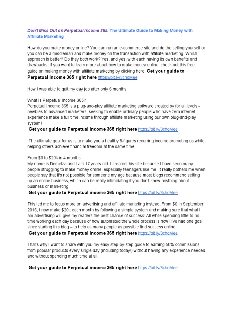 Guide To Perpetual Income 365 | PDF | Affiliate Marketing | Marketing