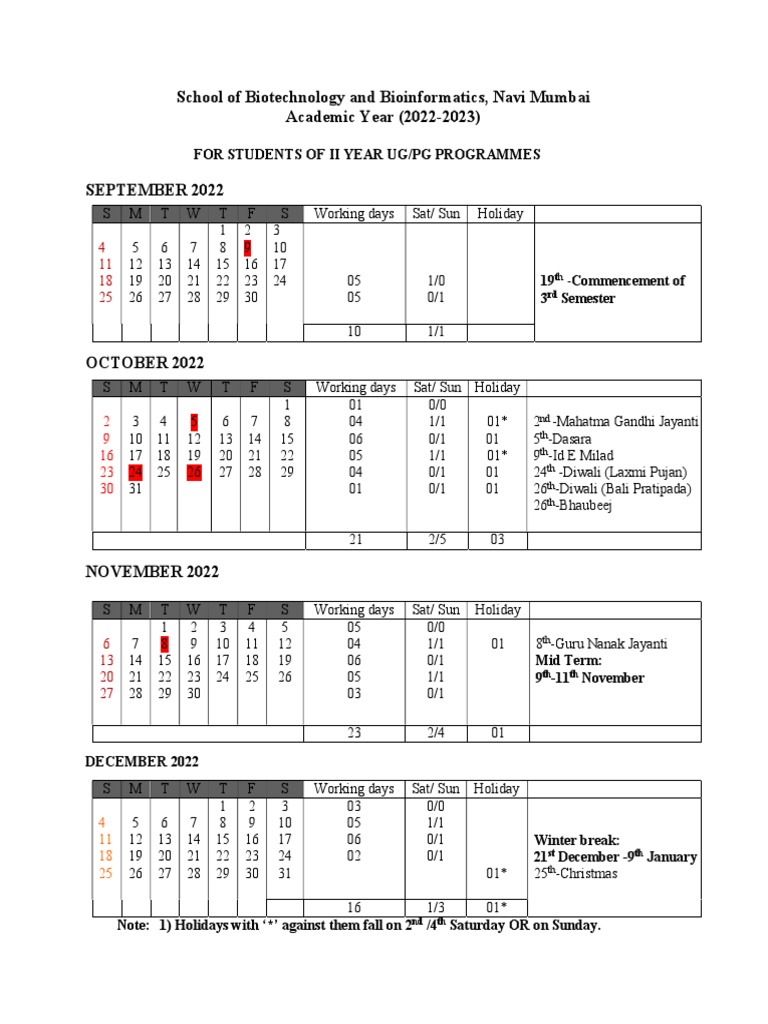 Academic Calendar 2022-2023: Biotechnology | PDF | Academic Term | Academia