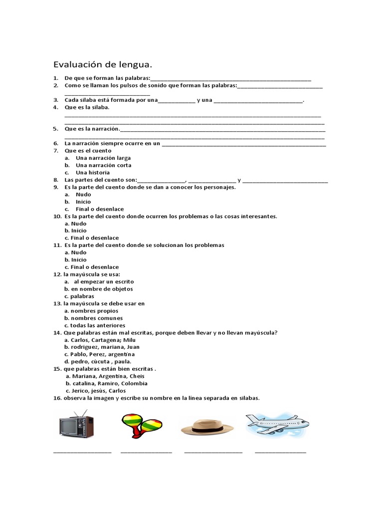 Evaluación de Lengua 4 | PDF | Artes del Lenguaje y Comunicación