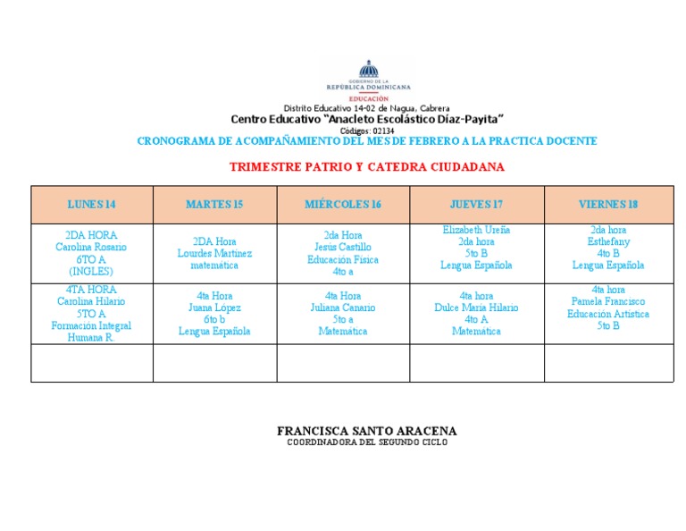Cronograma de Acompañamiento A La Practica Docente | PDF