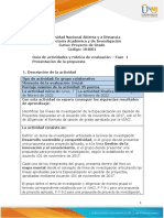 Guía de Actividades y Rúbrica de Evaluación - Fase 1 - Presentación de La Propuesta