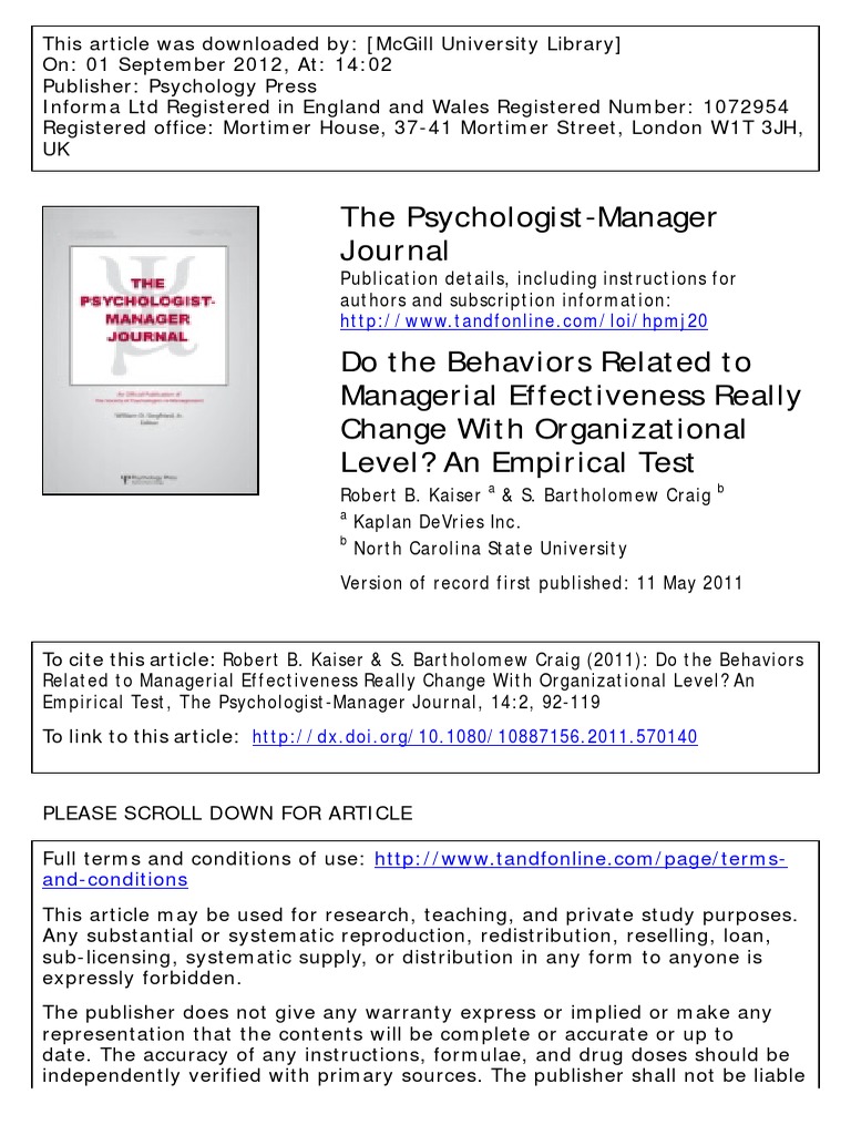 Kaiser 2011 | PDF | Factor Analysis | Leadership