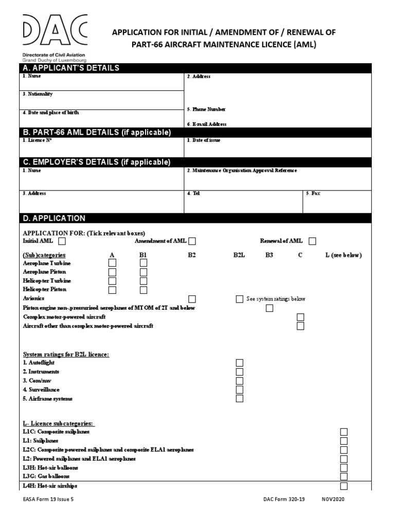 Easa form 19 issue 5 nov2020 pdf aircraft manufactured goods