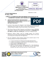 DM 274 S. 2022 CONDUCT OF ORIENTATION AND PRELIMINARY EVALUATION FOR THE ELEMENTARY TEACHER II AND TEACHER III CANDIDATES