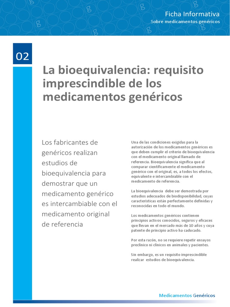 Bioequivalencia | PDF | Medicamentos con receta | Droga generica