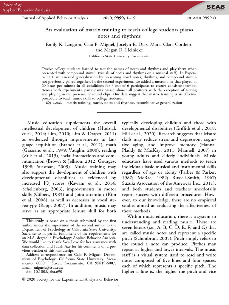 Langton et al 2020 journal of applied behavior analysis pdf tempo