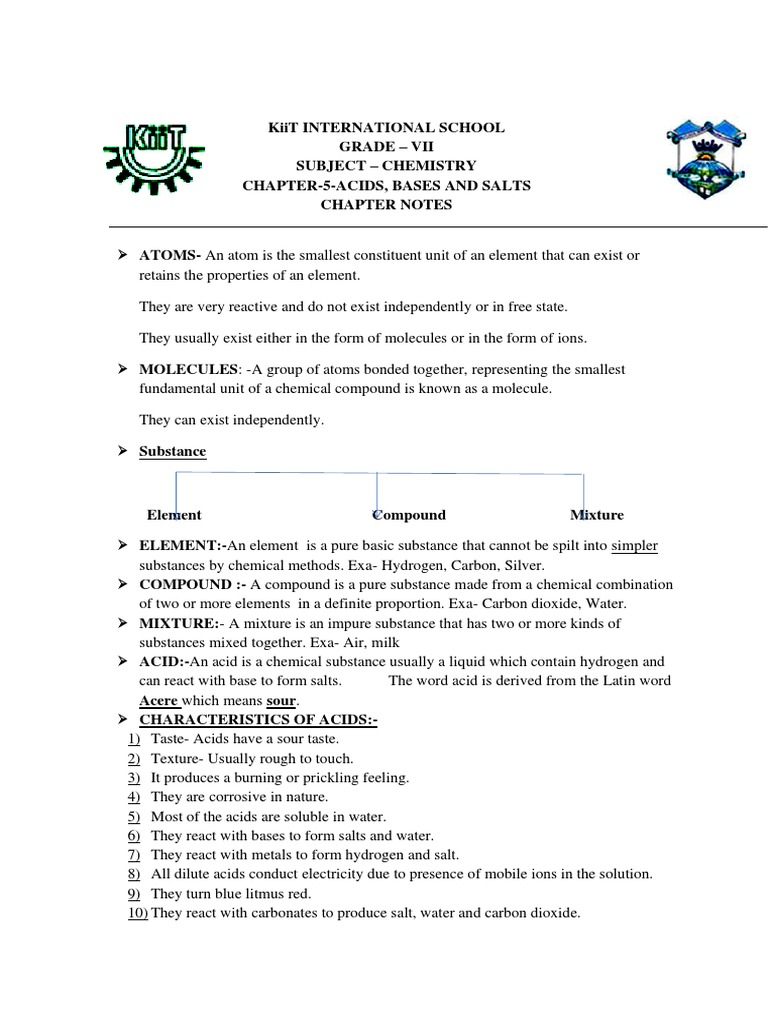 Acids, Bases, and Salts Overview | PDF | Hydroxide | Acid