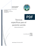 Técnicas Específicas para El Paciente Suicida, Informe VI, Irene Rodas
