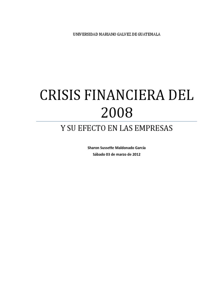 Efectos de la Crisis Financiera 2008 en Guatemala | PDF