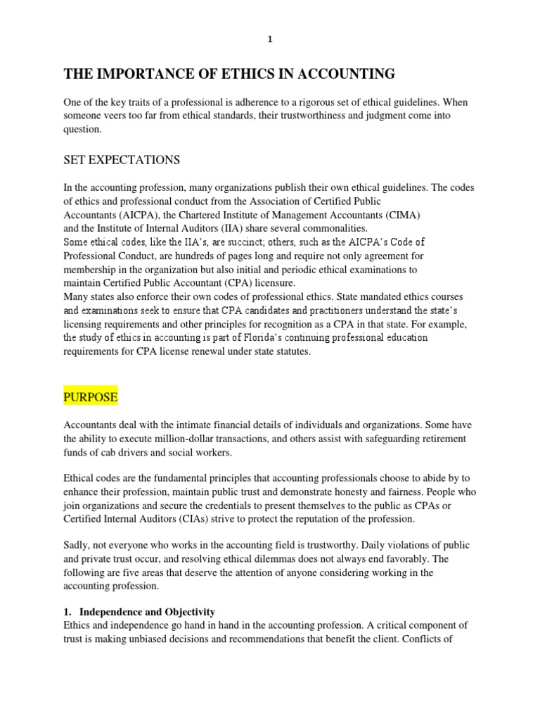 Ethics in Accounting: Key Principles | PDF | Certified Public ...