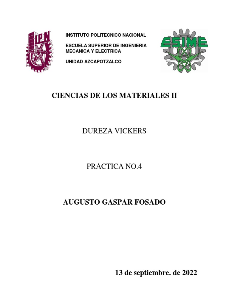 Dureza Vickers: Práctica de Medición | PDF | Dureza | Química