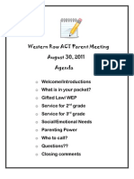 ACT Parent Meeting Packet 2011