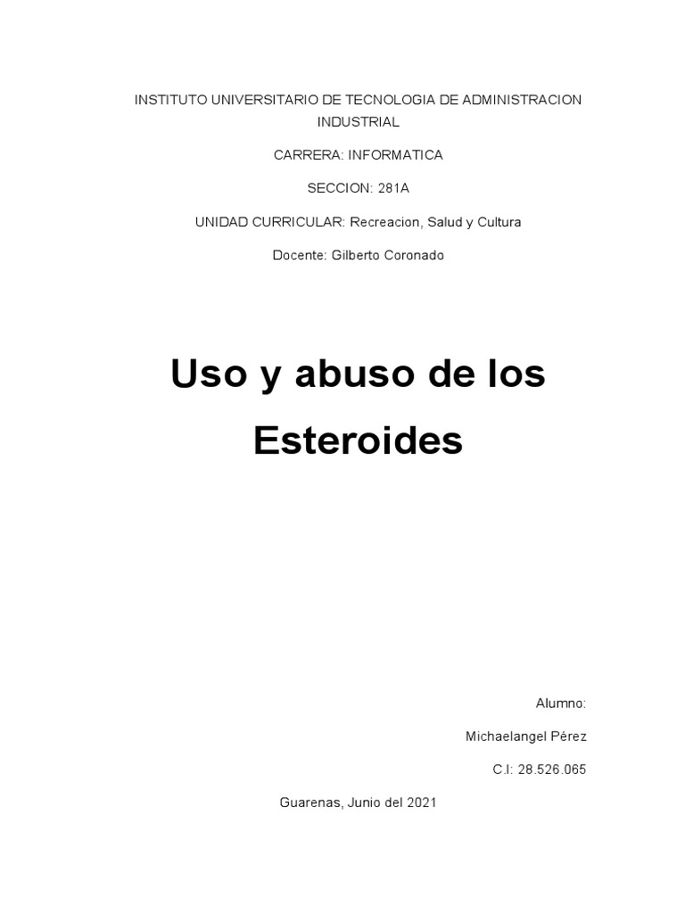 Uso y abuso de esteroides anabólicos | PDF | Testosterona | Esteroide