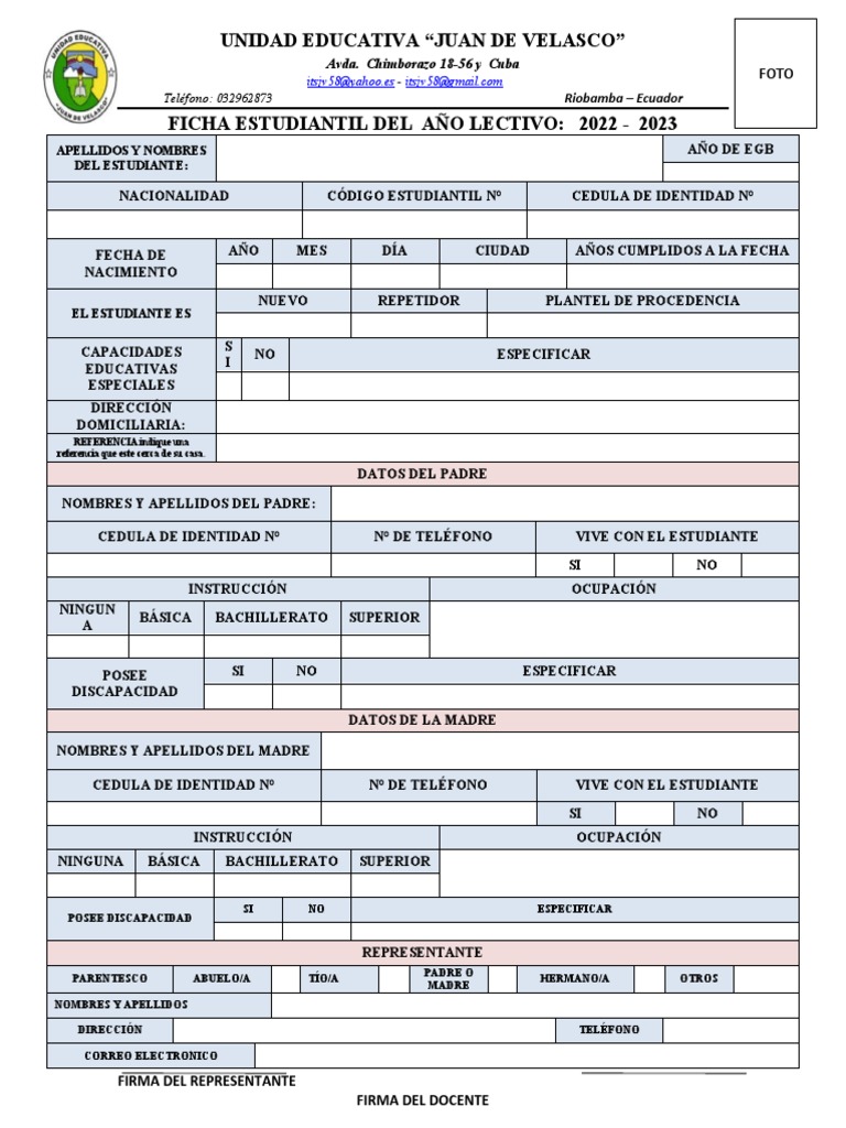 Ficha estudiantil pdf