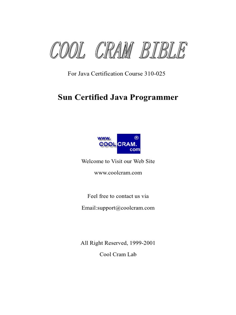 Bible For Java Certification Course 310025 Sun Certified Java Programmer PDF Method