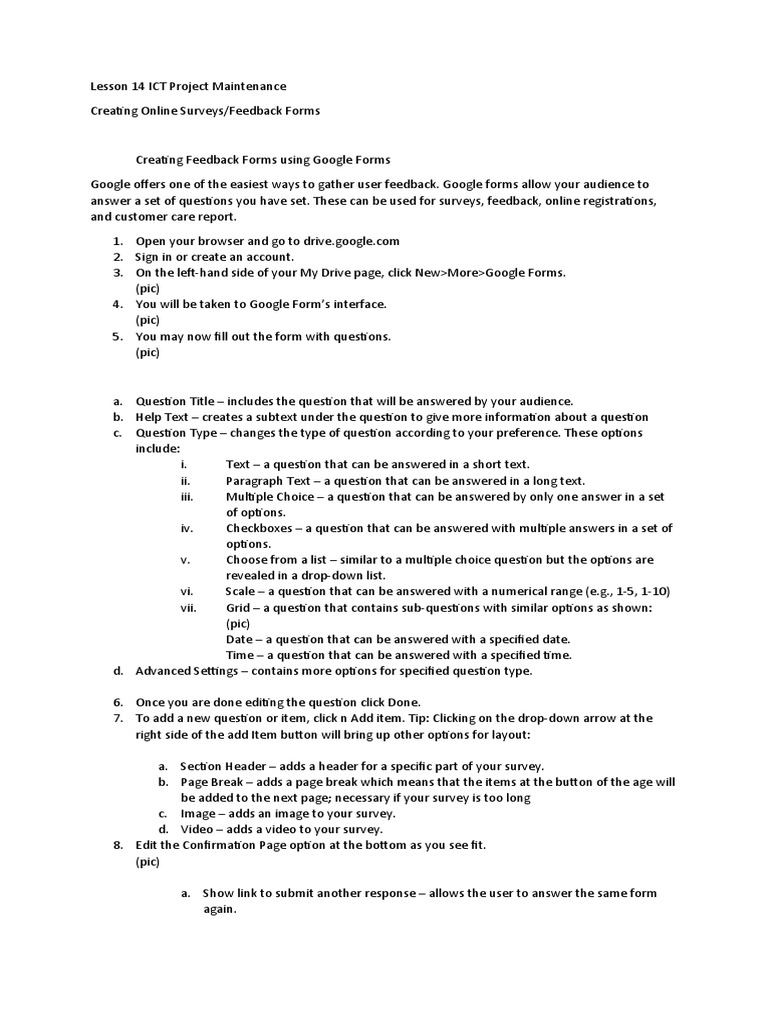 Creating User Feedback with Google Forms | PDF | Microsoft Excel ...