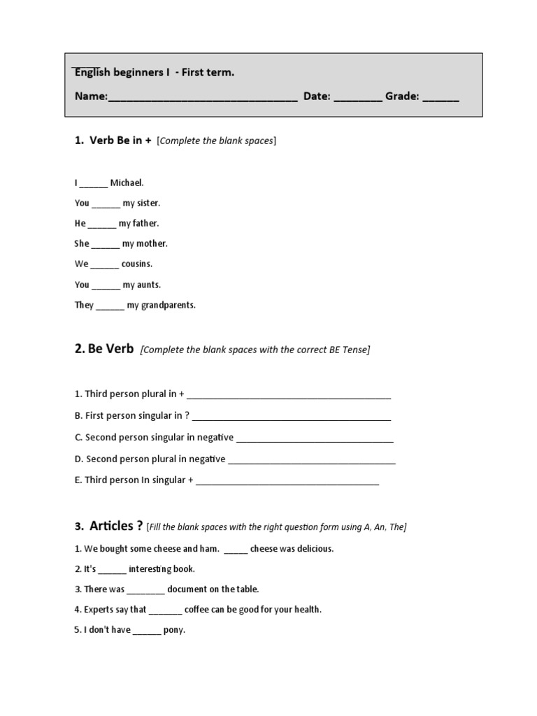 English Beginners I Test | PDF | Language Arts & Discipline | Self ...