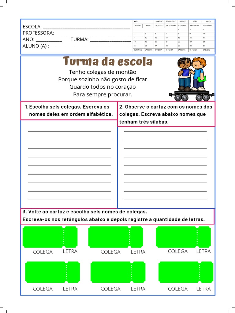 Turma Da Escola Nomes Dos Alunos 1 | PDF