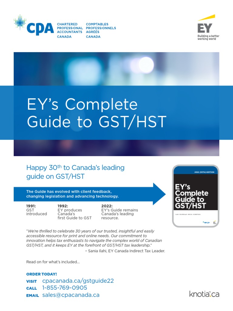 Ey GSTHST 2022 PDF Taxes Public Finance