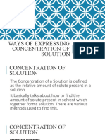 Ways of Expressing Concentration of Solution